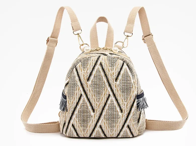Straw Woven Designer Mini Backpack For Women Fashionable Stripe Print  Shoulder Bag For School And Knitting From Higuess, $18.87